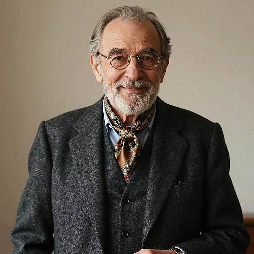 Elegant Elderly Gentleman in Tweed Suit