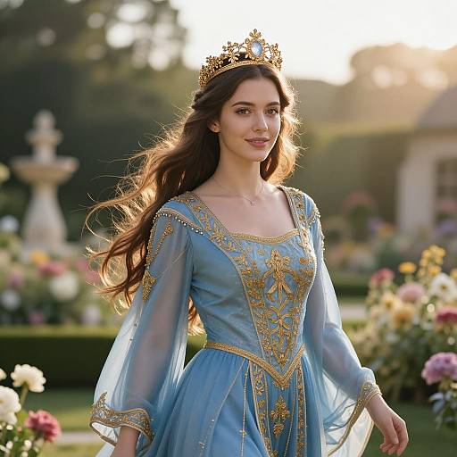 Graceful Royal Woman in Enchanted Garden