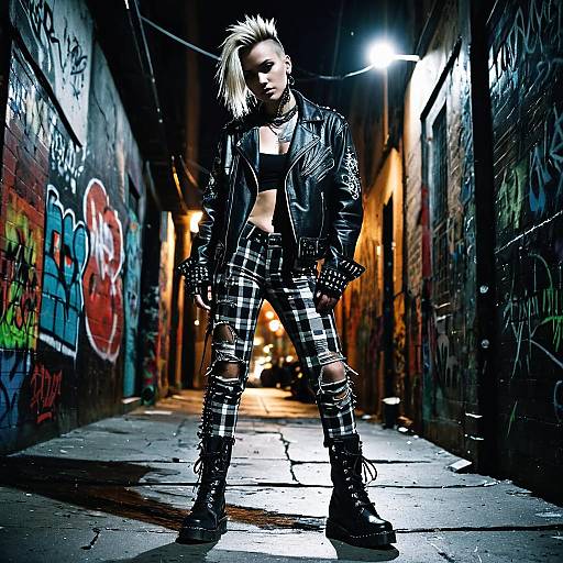 Pierced Punk Rocker in Urban Alley