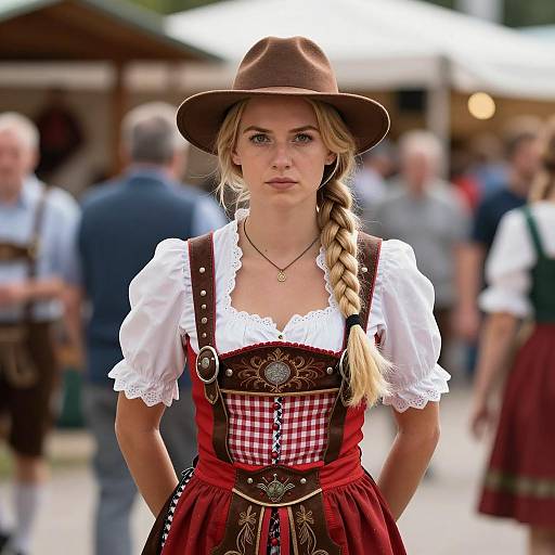 Young Woman in Bavarian Costume at Festival