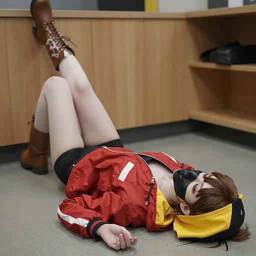 Person in Red Jacket Reclining Indoors