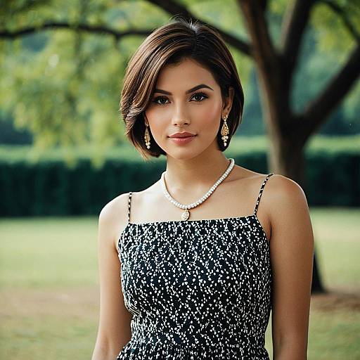 Young Woman in Modern Bakhu Dress Outdoors