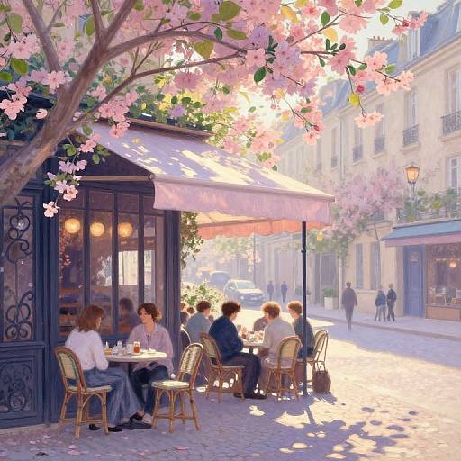 Vintage Parisian Café at Dawn