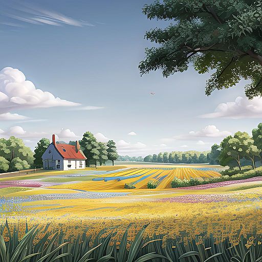 Acrylic Wildflower Field Inspired by Masters