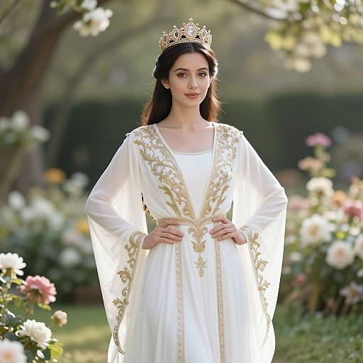 Graceful Woman in Sunlit Garden