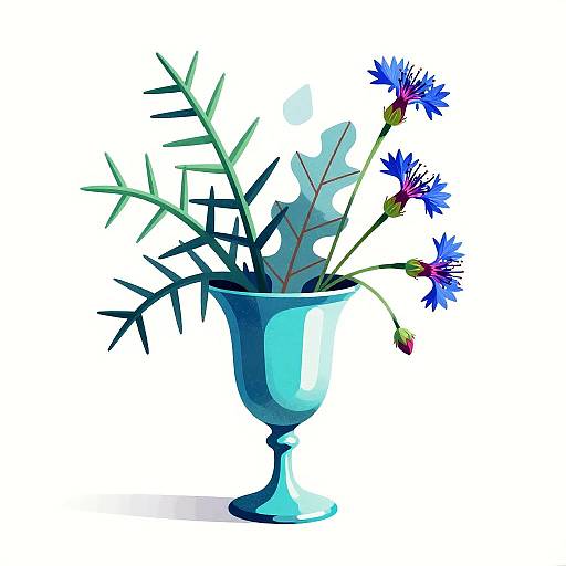 Modern Abstract Turquoise Chalice Still-Life