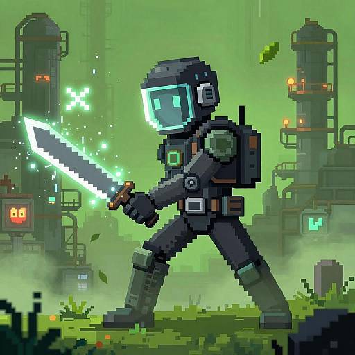 Cybernetic Assassin in Toxic Refinery