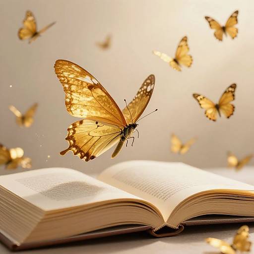 Golden Butterflies Emerge from Pages