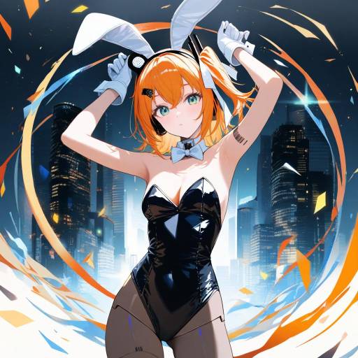 Playful Android Playboy Bunny in Urban City