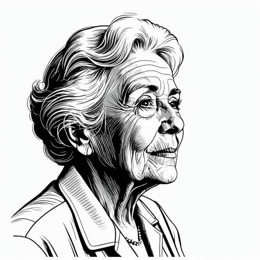 Retro Monochrome Portrait of Elderly Woman