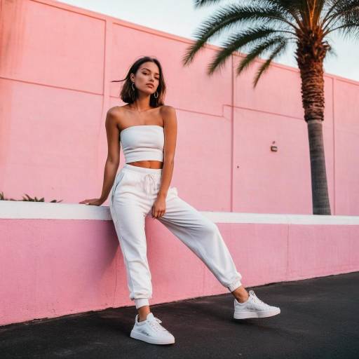 Young Woman Posing by Pink Wall