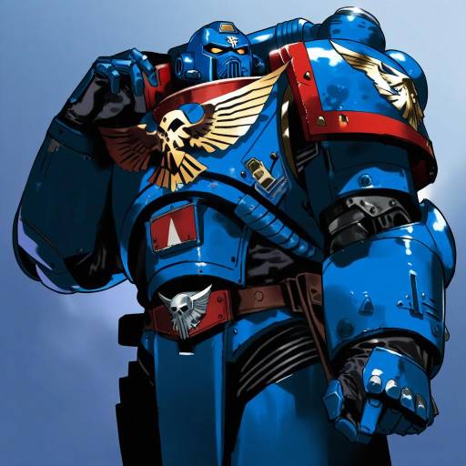 Illustration of Adeptus astartes, warhammer 40k in the style of Morii shizuki