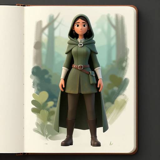 3D Cloaked Female Avatar Sketch