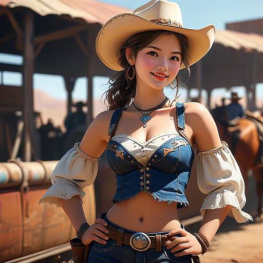 Confident Girl Cowboy Shot