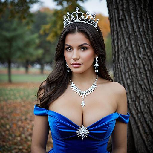 Prom Queen in Blue Dress with Tiara