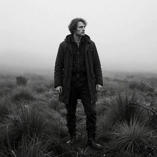 Lone Wanderer on Foggy Moor