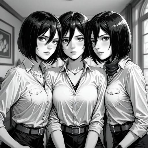 Monochrome Necklace Scene with Characters
