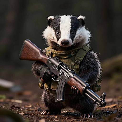 Realistic European Badger Soldier