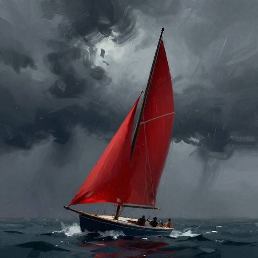 Dramatic Sailboat in Stormy Skies