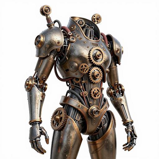 Futuristic Armored Figure with Steampunk Elements