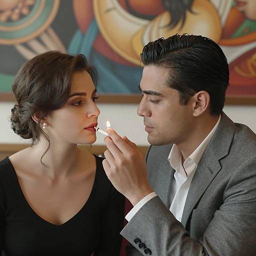 Cigarette Moment in Elegant Restaurant