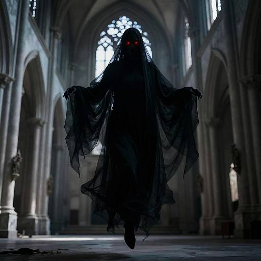 Ghostly Wraith in Abandoned Cathedral