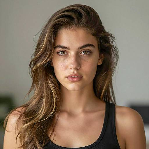 Portrait of Young Woman with Wavy Hair