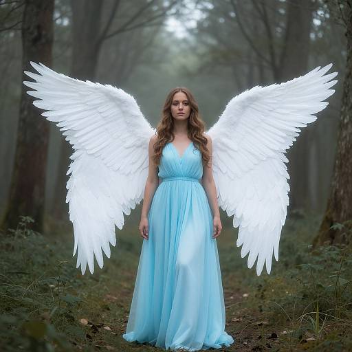 Ethereal Angel Woman in Forest