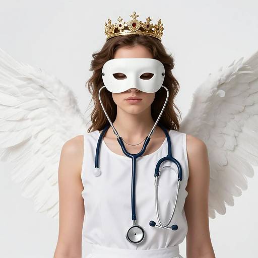 Masked Angel with Stethoscope and Crown
