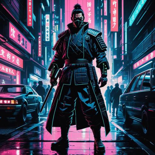 Cyberpunk Samurai in Neon City