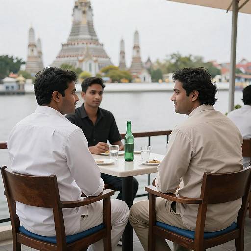 Riverside Café Conversation by Temples