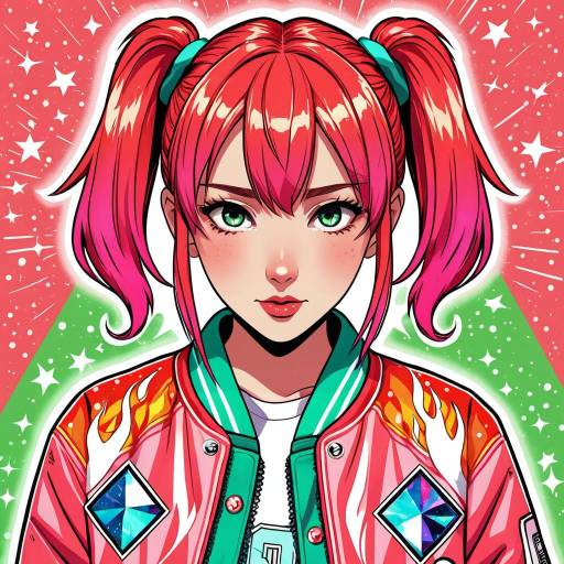 Vibrant Anime Girl with Fiery Twin Tails