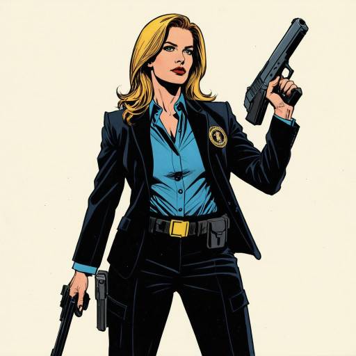 Vibrant Female FBI Agent in Comics Style