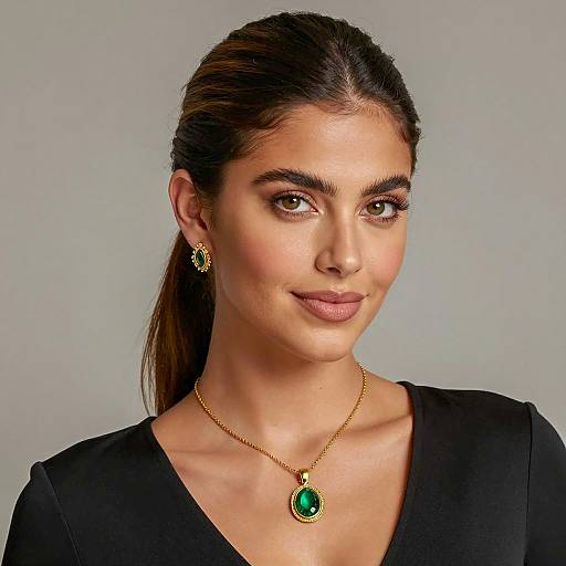 Young Woman with Gold and Green Jewelry