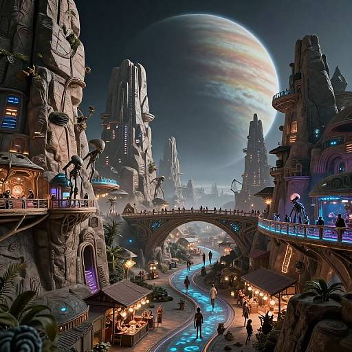 Alien Cityscape on Colossal Rocks