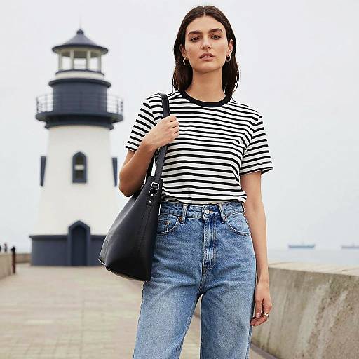 Stylish Woman by Lighthouse Pier