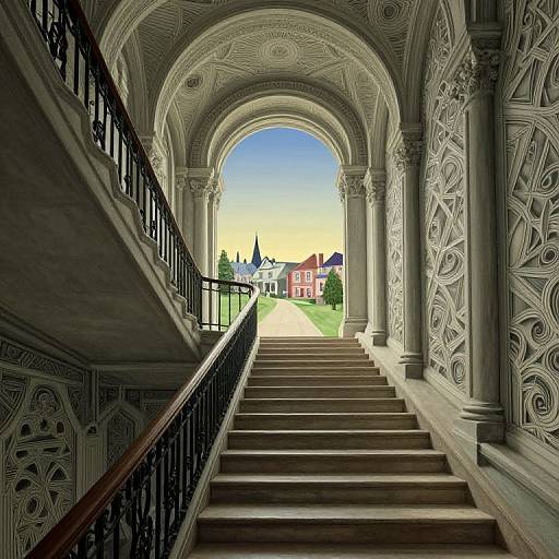 Escher-Hopper Surreal Staircase Dream
