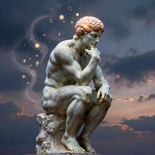 Surreal Philosopher with Glowing Brain