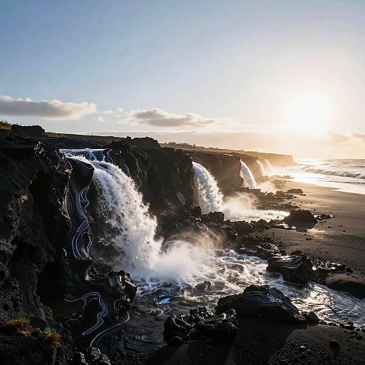 Futuristic Black Sand Beach Dawn