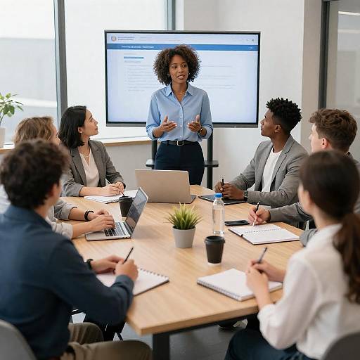Dynamic Team Meeting in Bright Office