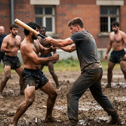 Intense Muddy Fight Scene Photography