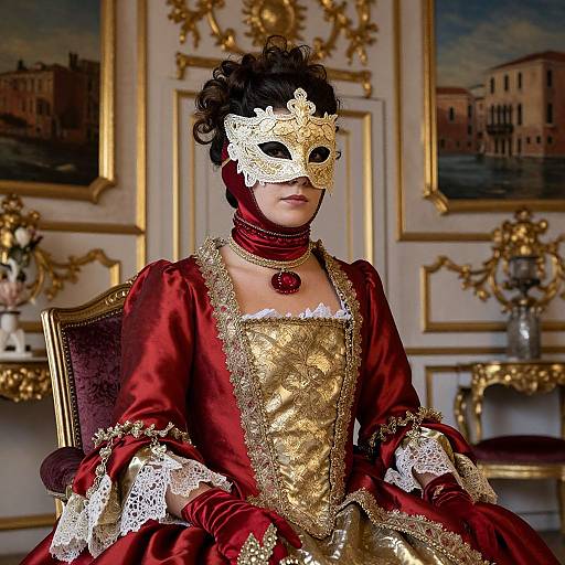Venetian Masquerade Lady in Baroque Elegance