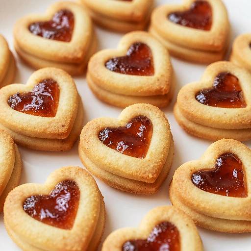 Heart-Shaped Jam Cookies Close-Up