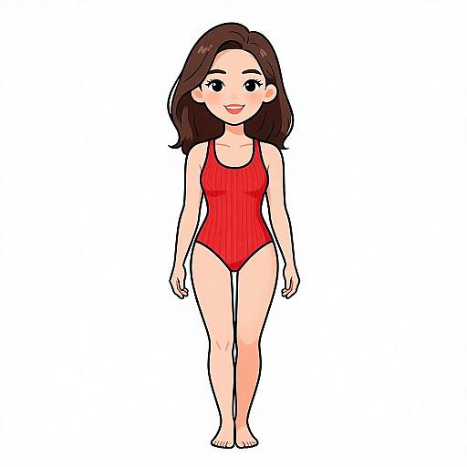 Smiling Woman in Red Sporty Swimsuit