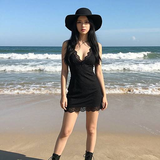 Confident Woman on Sunny Beach