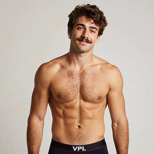 Shirtless man in black boxer briefs