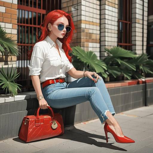 Chic Girl in Denim and High Heels