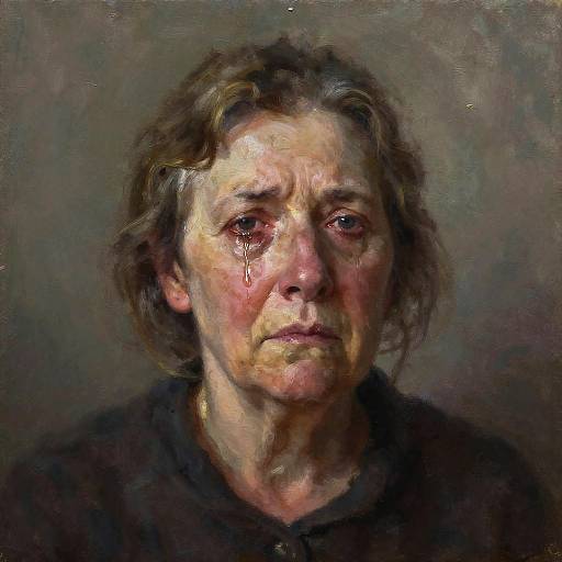 Melancholic Grandmother Oil Portrait