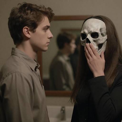 Mysterious Duo in Dimly Lit Room