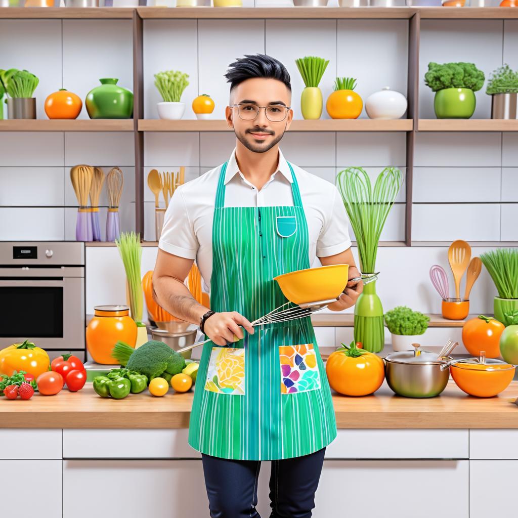 Stylish Cooking Influencer in Modern Kitchen